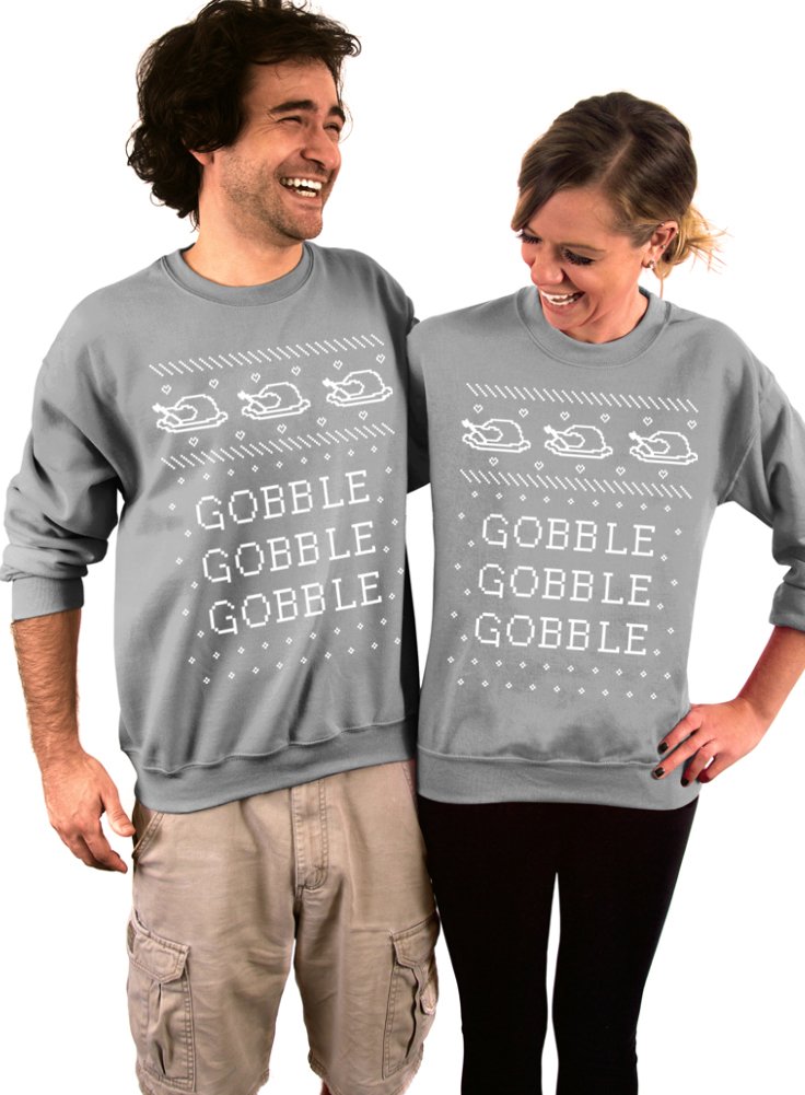 Thanksgiving Couples Jacquard Pullover Knit Sweater