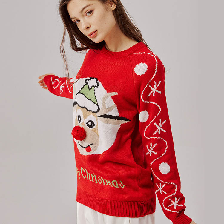 Cute Elk Red Ugly Christmas Sweater