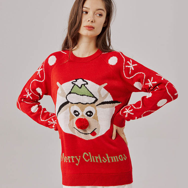 Cute Elk Red Ugly Christmas Sweater