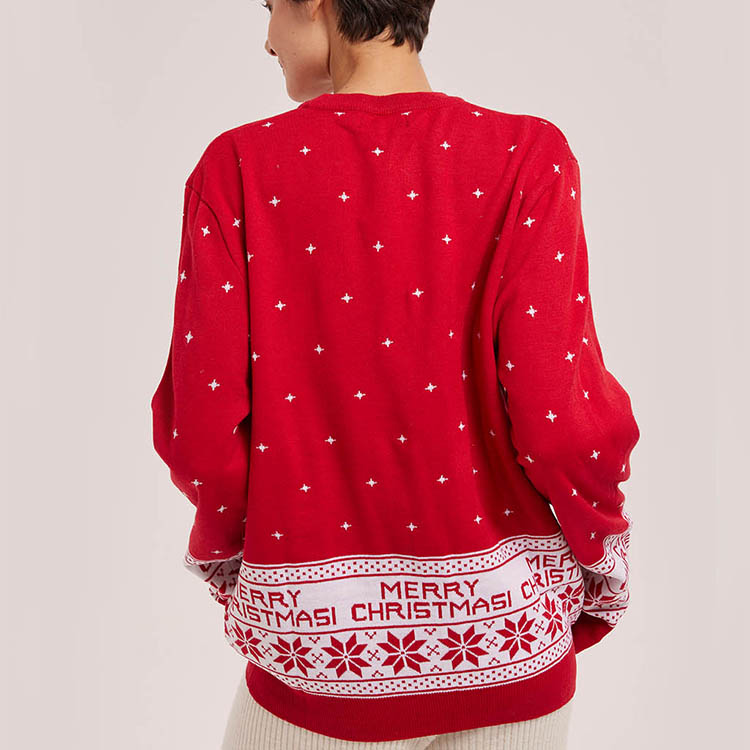 Red Reindeer Snowflake Ugly Christmas Sweater