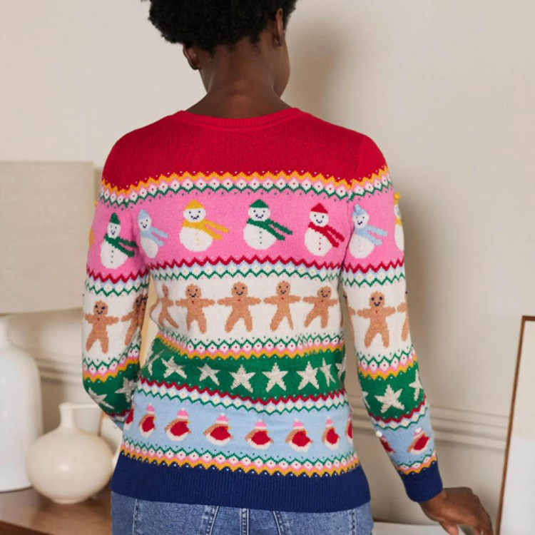 Pink Womens Gingerbread Man Christmas Sweater