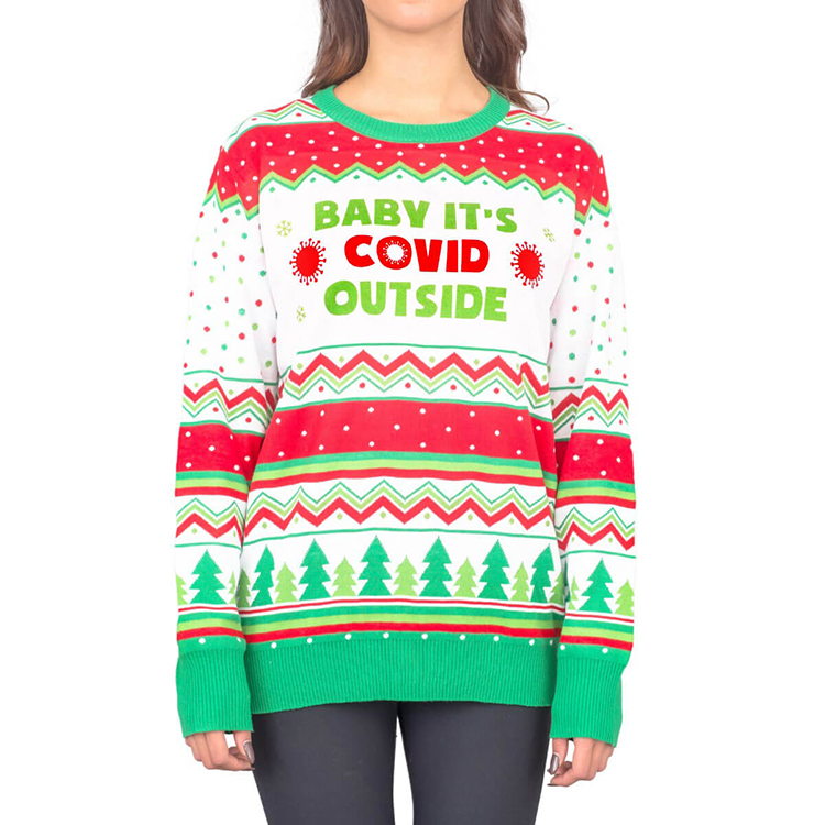 Offensive Christmas Jacquard Cardigan Knit Womens