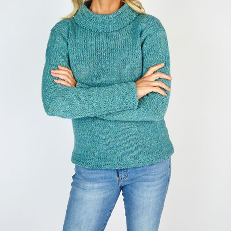 Ladies Crew Neck Jumpers Green Cashmere Sweater