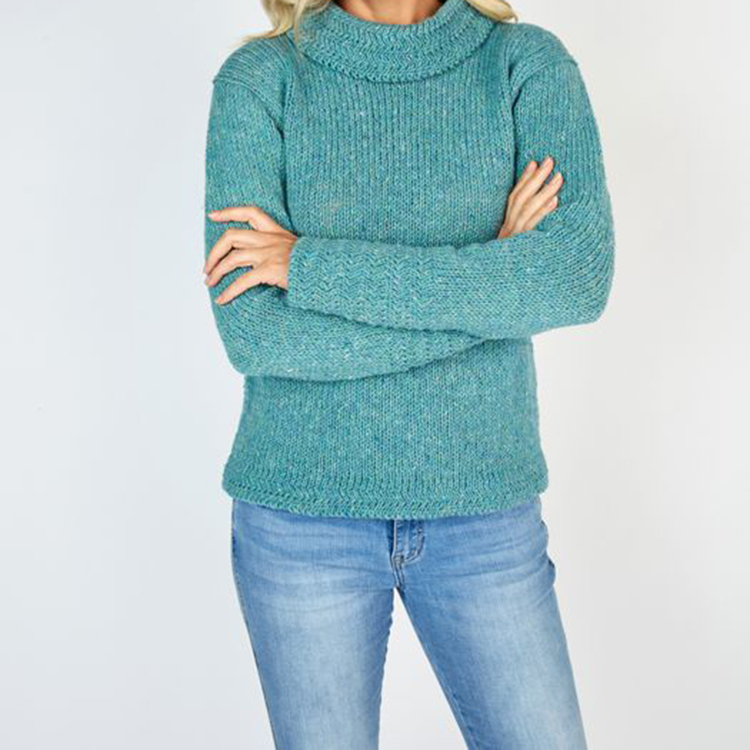 Ladies Crew Neck Jumpers Green Cashmere Sweater