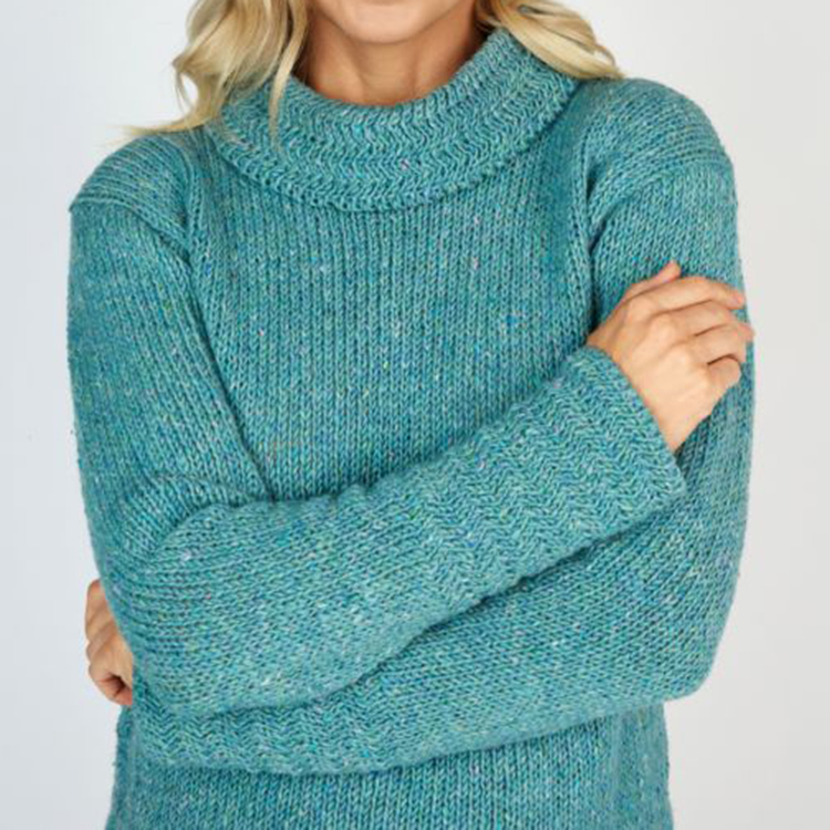 Ladies Crew Neck Jumpers Green Cashmere Sweater