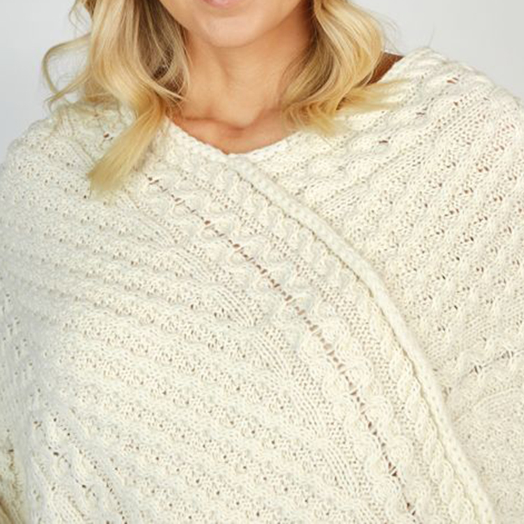 Women's White Wool Hand Knit Sweater