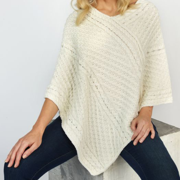 Women's White Wool Hand Knit Sweater