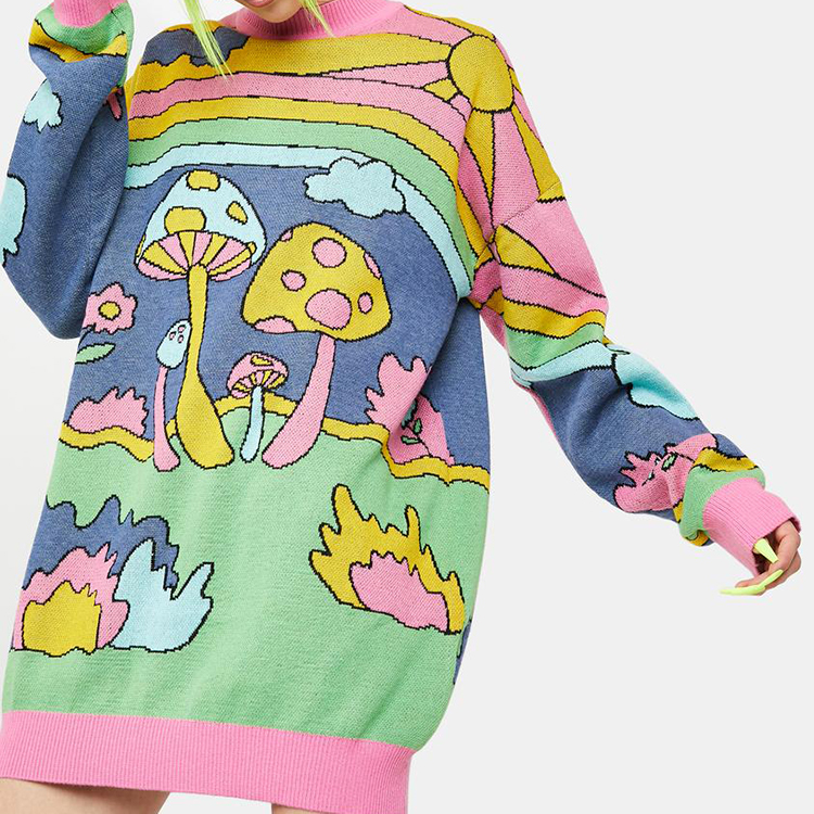 Colorful Mushroom Rainbow Oversized Sweater