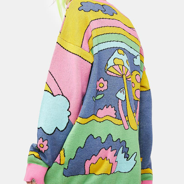 Colorful Mushroom Rainbow Oversized Sweater