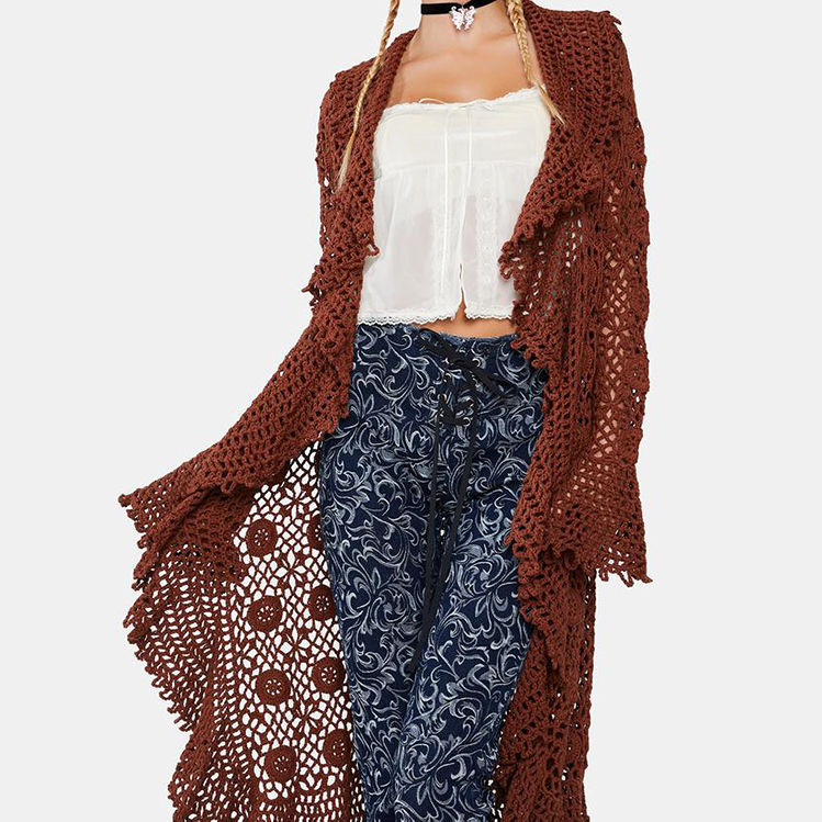 Crochet Long Knitted Jumper Cardigan