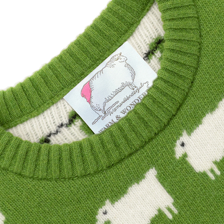 Crew Neck Wool Jacquard Family Sheep Sweater