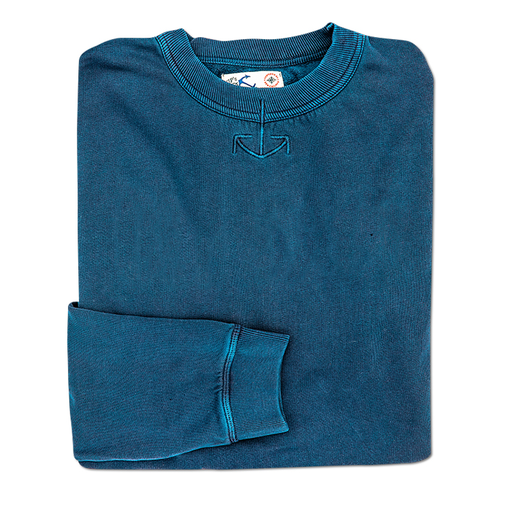 Dark Blue Crew Neck Knit Sweatshirt