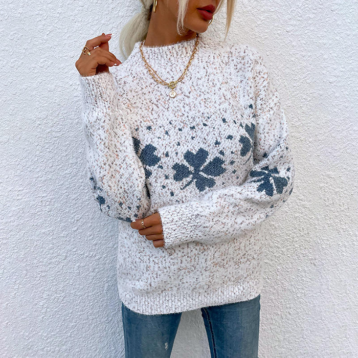 Women's Half High Collar Snowflake Knitwear