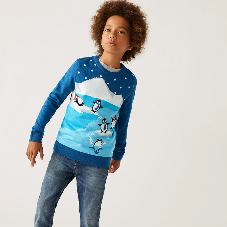 Penguin Jacquard Knit Christmas Sweater