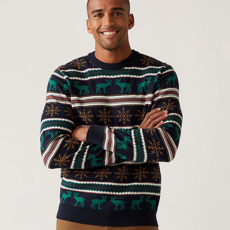 Men's Striped Knitted Christmas Pullover Jumper