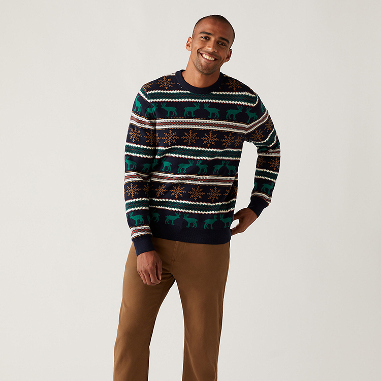 Men's Striped Knitted Christmas Pullover Jumper