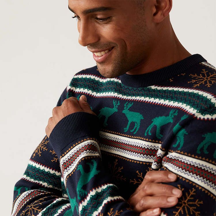 Men's Striped Knitted Christmas Pullover Jumper