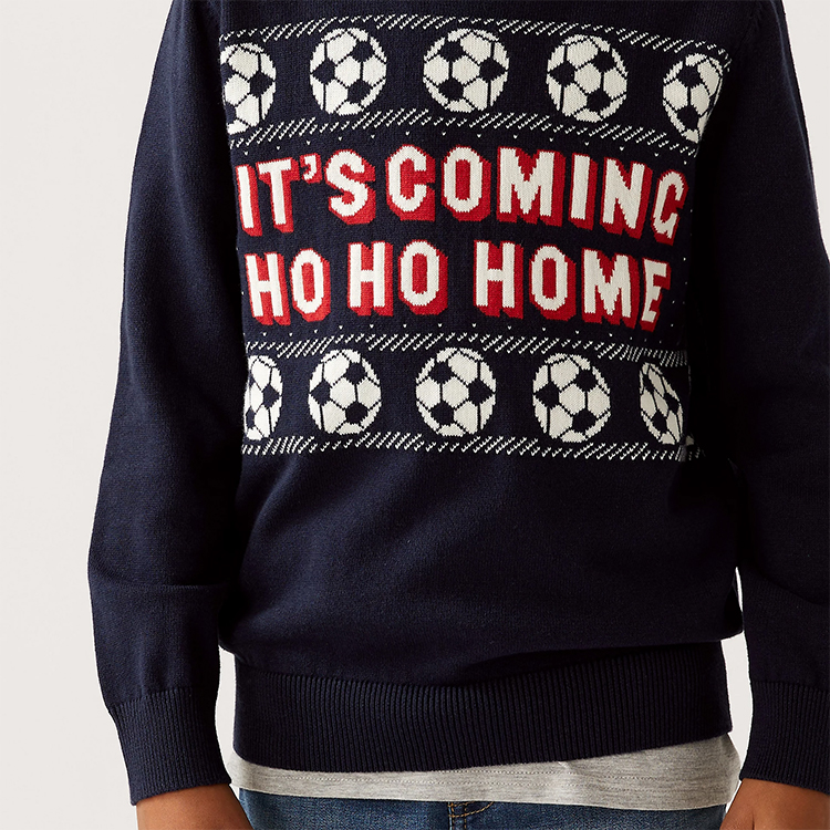 Acrylic Football Crewneck Jacquard Christmas Sweater