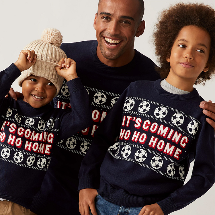 Acrylic Football Crewneck Jacquard Christmas Sweater