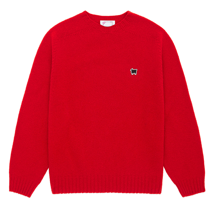 Round Neck Red Unisex Knitted Pullover Sweater