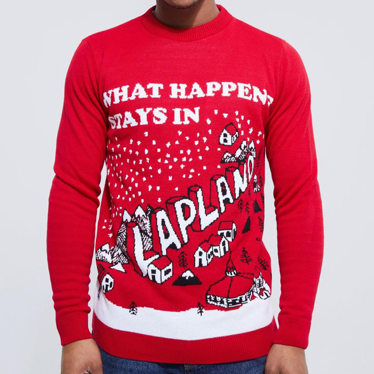 Town Red Knitted Men Christmas Jumper