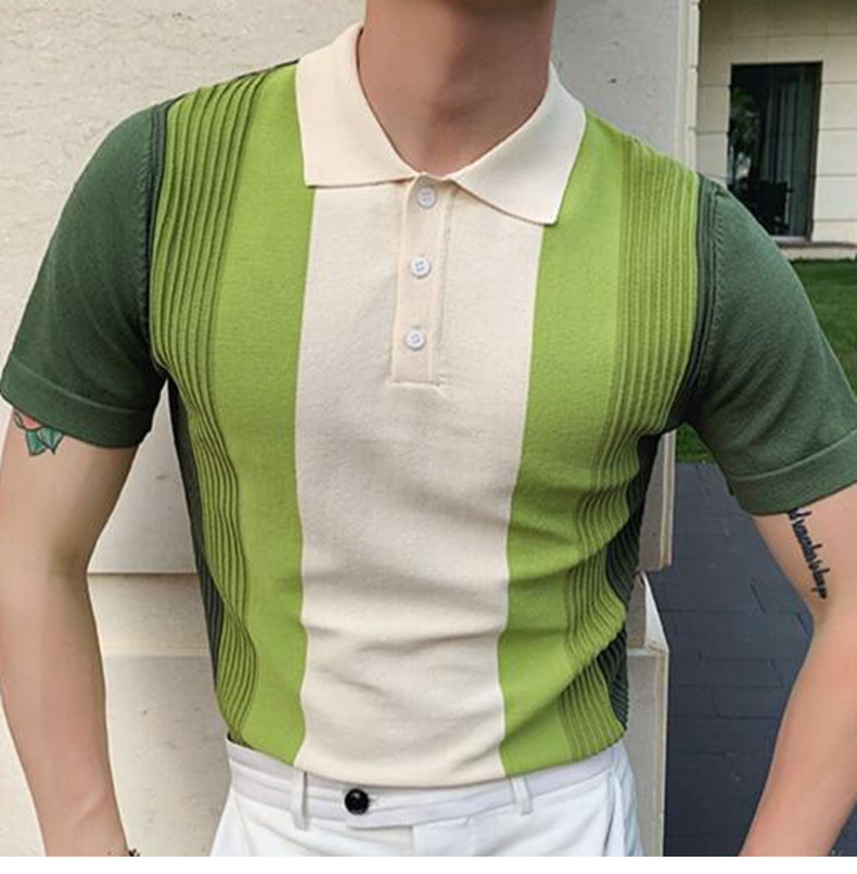 Fashion Knitwear Avocado Knttied Golf Polo Shirt for Men