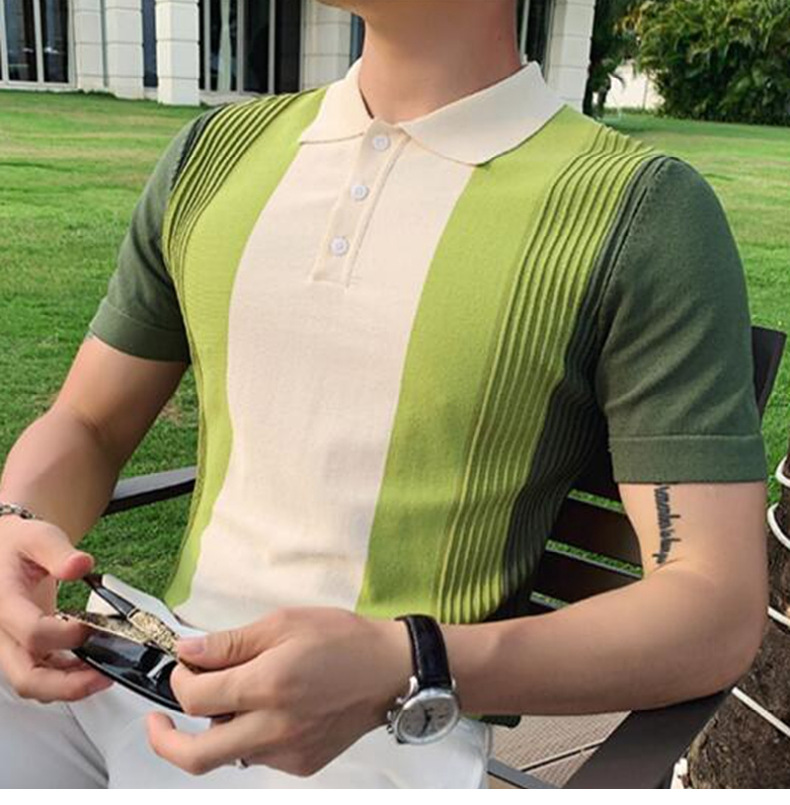 Fashion Knitwear Avocado Knttied Golf Polo Shirt for Men