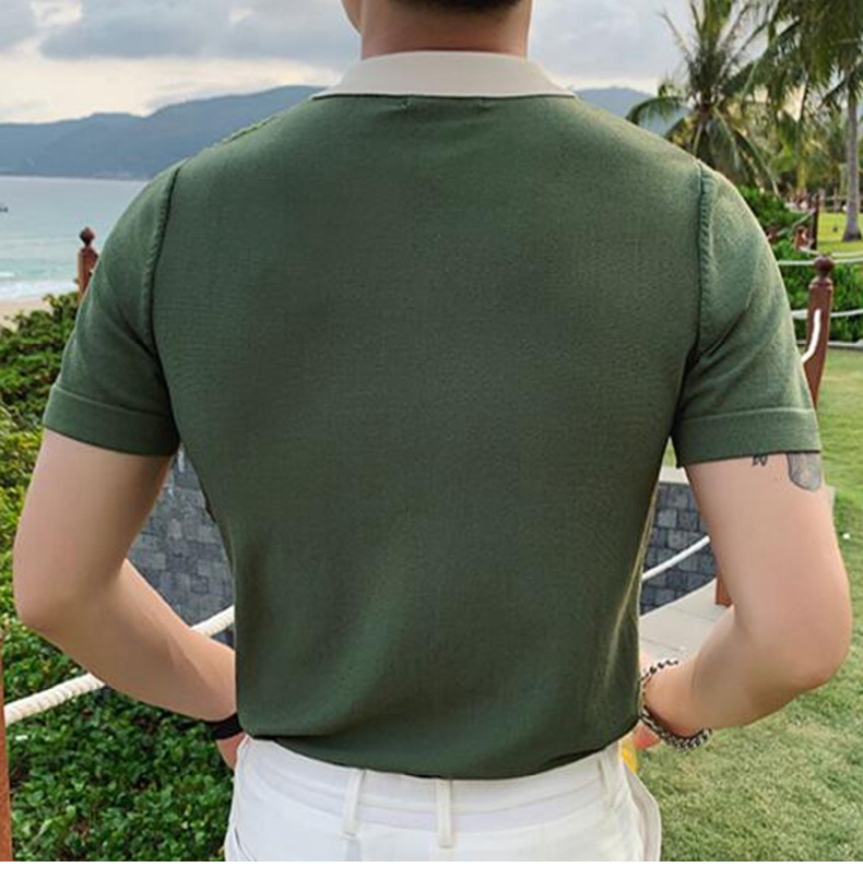 Fashion Knitwear Avocado Knttied Golf Polo Shirt for Men