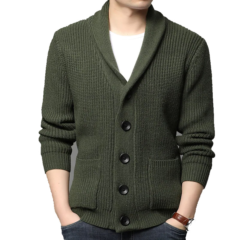 Men's Cardigan Sweater Knitted Button