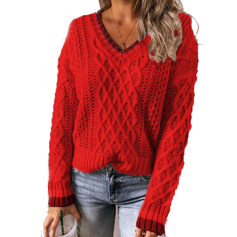 Women's Long Sleeve V-neck Sweater