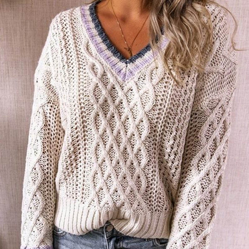 Women's Long Sleeve V-neck Sweater