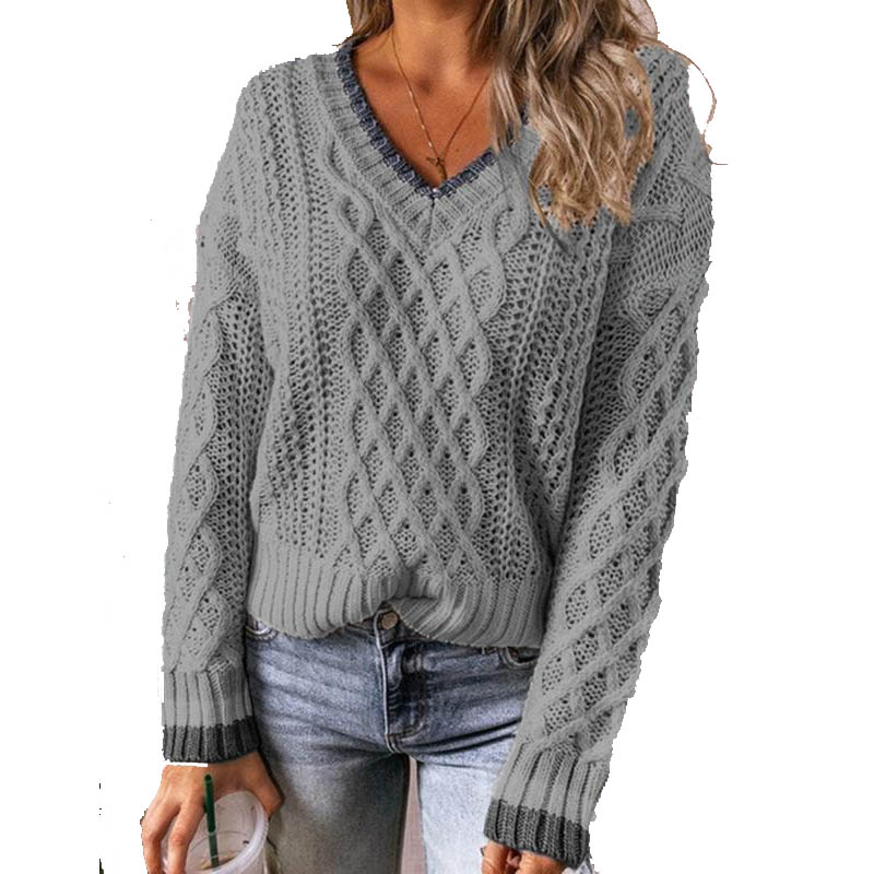 Women's Long Sleeve V-neck Sweater